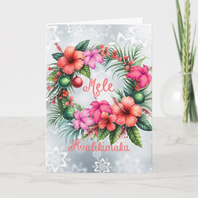 Mele Kalikimaka Hawaiianskt Hibiskus Helgkort (Framsida)