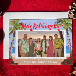 Mele Kalikimaka Hawaiianskt strandpersonligt foto Julkort
