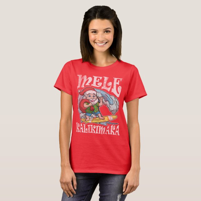Mele Kalikimaka hawaiibojul Tee Shirt (Hel framsida)