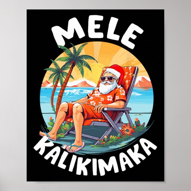Mele Kalikimaka Hawaiiisk jul på Hawaii Sunba Poster (Framsidan)