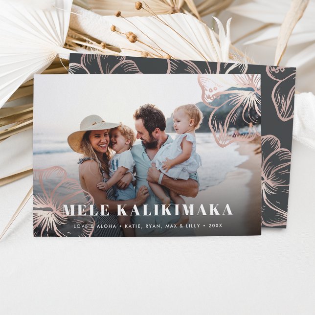 Mele Kalikimaka | Hawaiis Blommigt Photo Julkort (Skapare uppladdad)