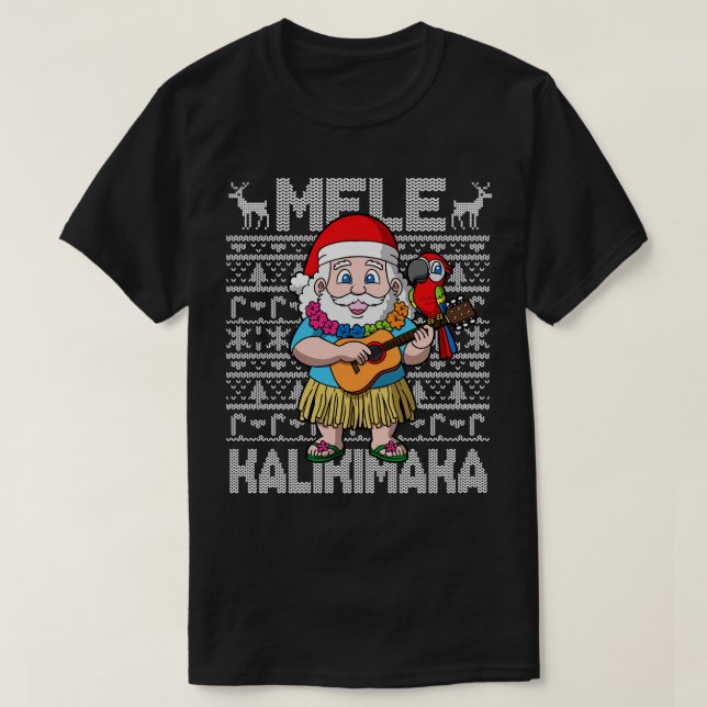 Mele Kalikimaka Hawiian jultomten T Shirt (Design framsida)
