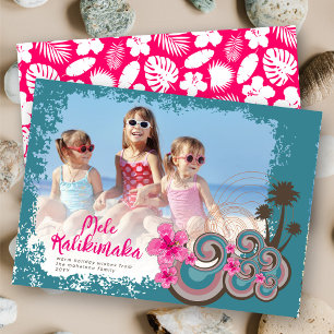 Mele Kalikimaka Hibiscus Handflatan Träd julfoto Julkort