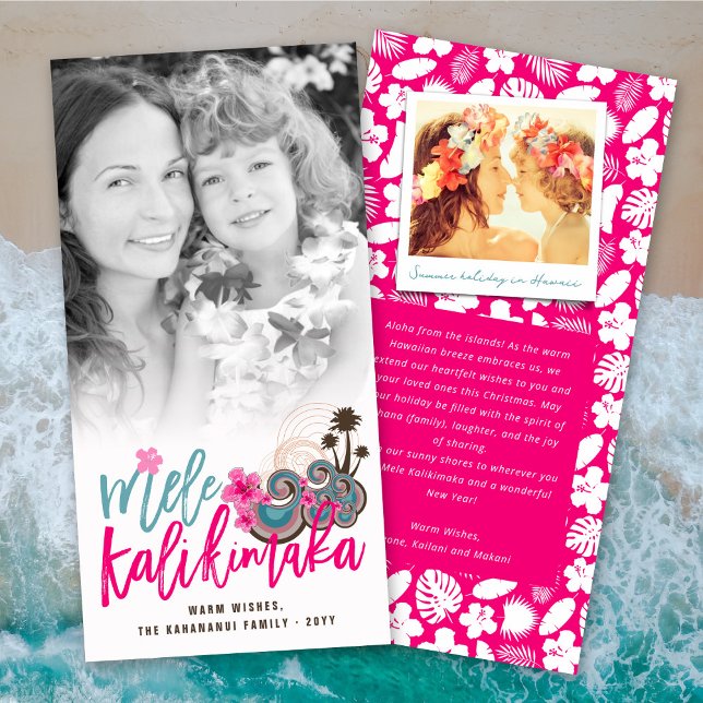 Mele Kalikimaka Hibiscus Handflatan Träd julfoto Julkort (Skapare uppladdad)