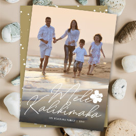 Mele Kalikimaka Hibiscus Handskrift Script Photo Julkort