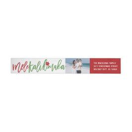 Mele Kalikimaka & Hibiscus jul Photo Adress Etikettband