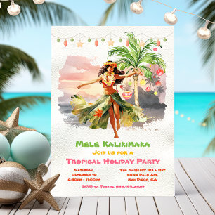 Mele Kalikimaka Hula Girl Tropical Julfest Inbjudningar