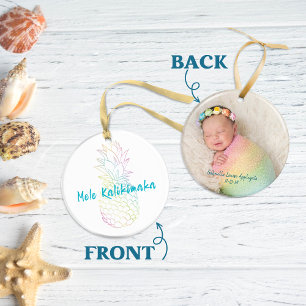 Mele Kalikimaka jul Baby Birth Helgdag Photo Julgransprydnad Keramik