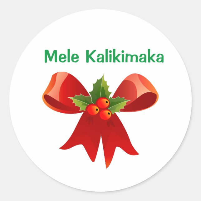 Mele Kalikimaka jul Bow Runt Klistermärke (Framsida)