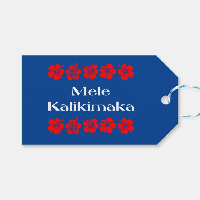 Mele Kalikimaka jul Flower Bands Färg Presentetikett (Framsidan (Horisontell))