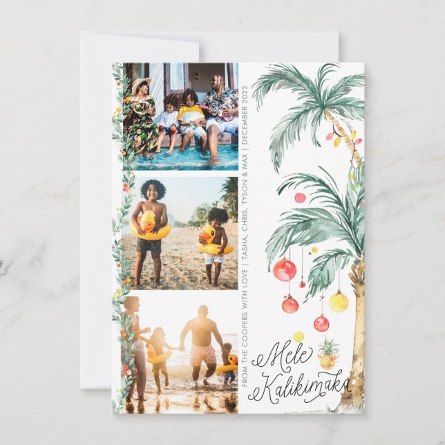 Mele Kalikimaka | Jul fotocollage-kort (Framsida)