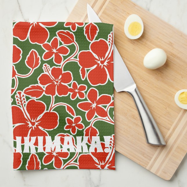 Mele Kalikimaka jul Hawaiian Hibiscus Skriv ut Kökshandduk (Vikt i Fjärdedel)