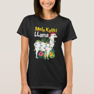 Mele Kalikimaka jul Hawaiian Llama Julafton T Shirt