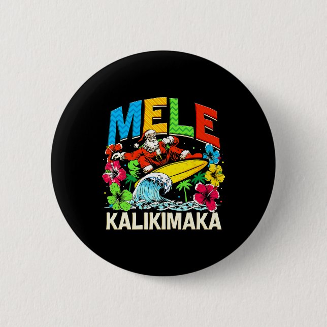 Mele Kalikimaka jul Julafton Santa Summer Hawaii Knapp (Framsida)
