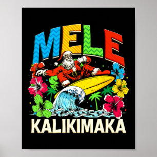 Mele Kalikimaka jul Julafton Santa Summer Hawaii Poster