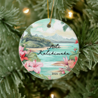 Mele kalikimaka jul julgransprydnad keramik