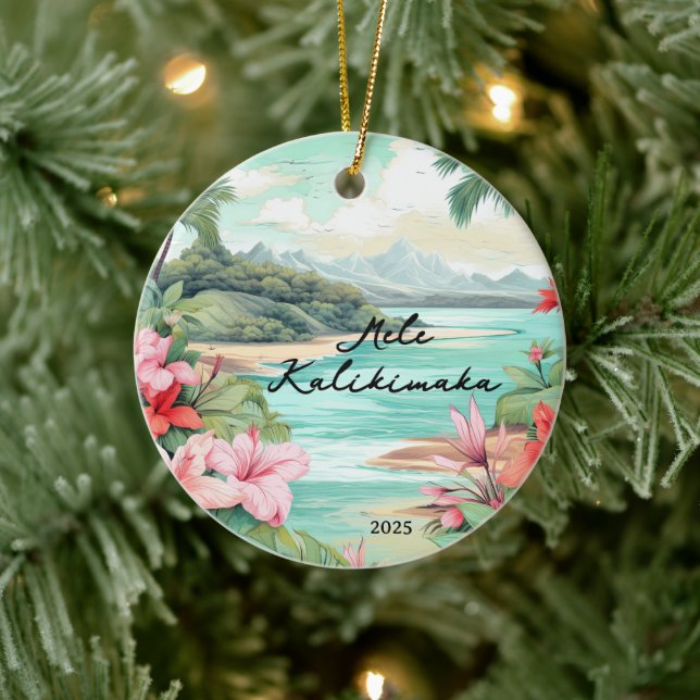 Mele kalikimaka jul julgransprydnad keramik (Träd)