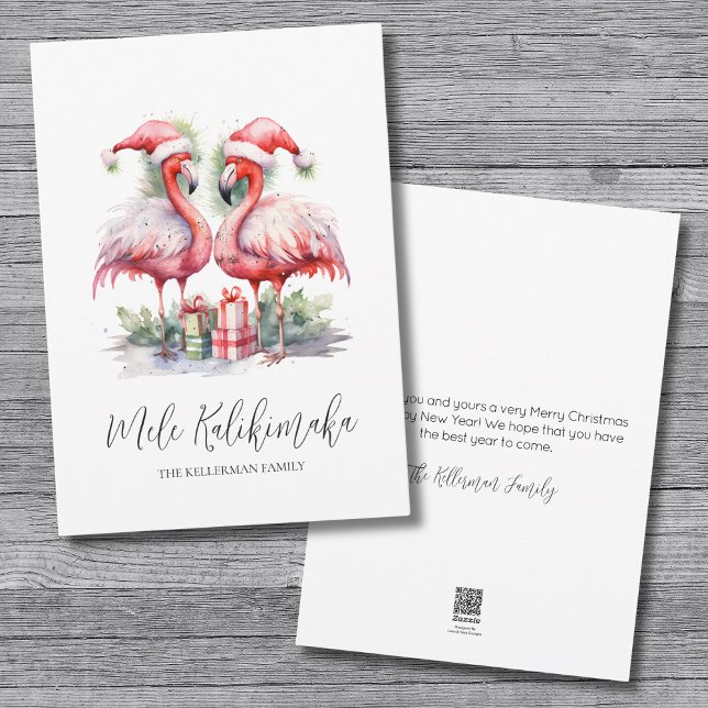 Mele Kalikimaka jul Julkort (Watercolor Tropical Mele Kalikimaka Christmas Holiday Card)