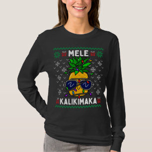 Mele Kalikimaka jul Pineapple Hawaiian Julafton T Shirt