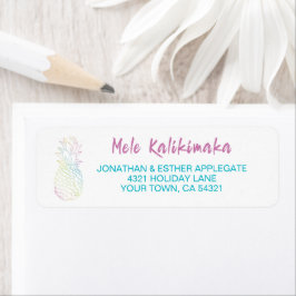 Mele Kalikimaka jul Pineapple Tropical Returadress Etikett