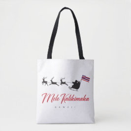 Mele Kalikimaka jul Santa med hawaiisk flagga Tygkasse