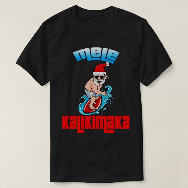 Mele Kalikimaka jul Santa Shaka Hawaii Surfi T Shirt (Design framsida)