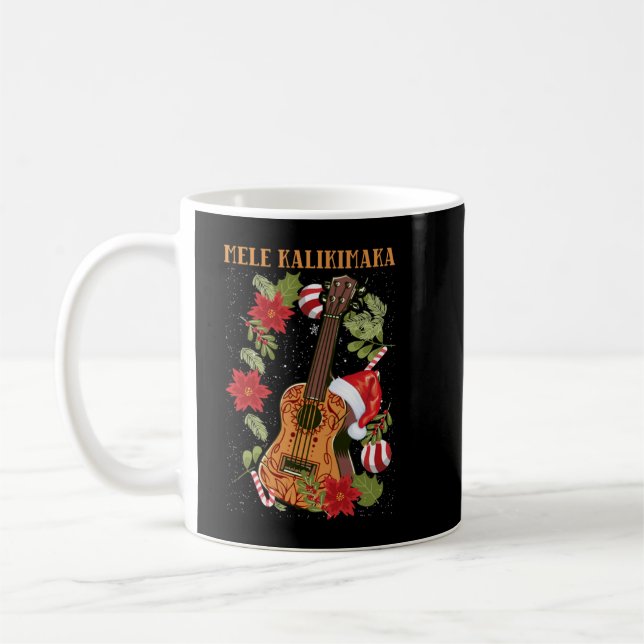MELE KALIKIMAKA jul Ukulele Hawaii Gift Kaffemugg (Vänster)
