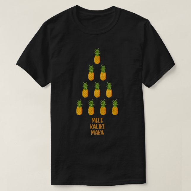 Mele Kalikimaka Julafton Hawaii Julgran Pinap T Shirt (Design framsida)