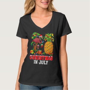 Mele Kalikimaka Julafton i juli i Santa Flamingo P T Shirt