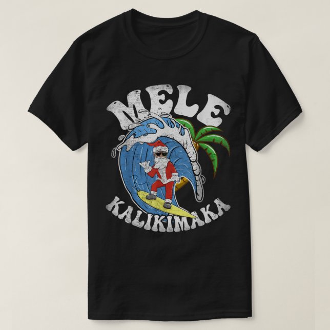 Mele Kalikimaka julens Surfa Design - Santa Surfa T Shirt (Design framsida)