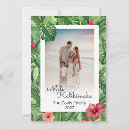 Mele Kalikimaka julfamiljen Photo Tropical Julkort