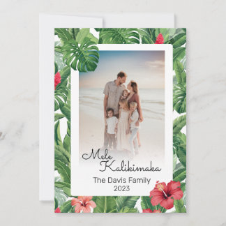 Mele Kalikimaka julfamiljen Photo Tropical Julkort