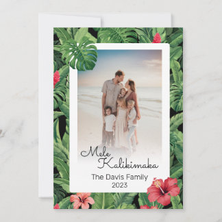 Mele Kalikimaka julfamiljen Photo Tropical Julkort