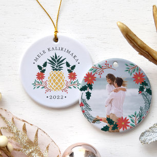 Mele Kalikimaka Julfoto från Hawaii Julgransprydnad Keramik