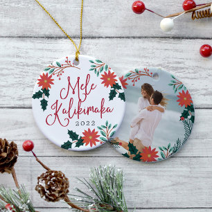 Mele Kalikimaka Julfoto från Hawaii Julgransprydnad Keramik