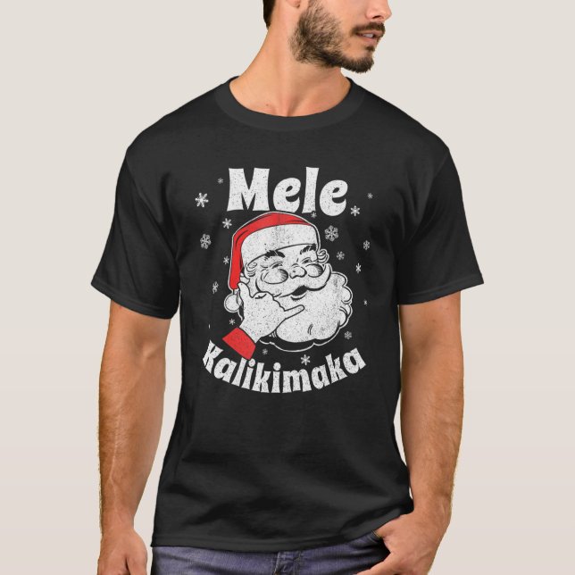 Mele Kalikimaka Jultomten Shaka Hawaiian Christm T Shirt (Framsida)