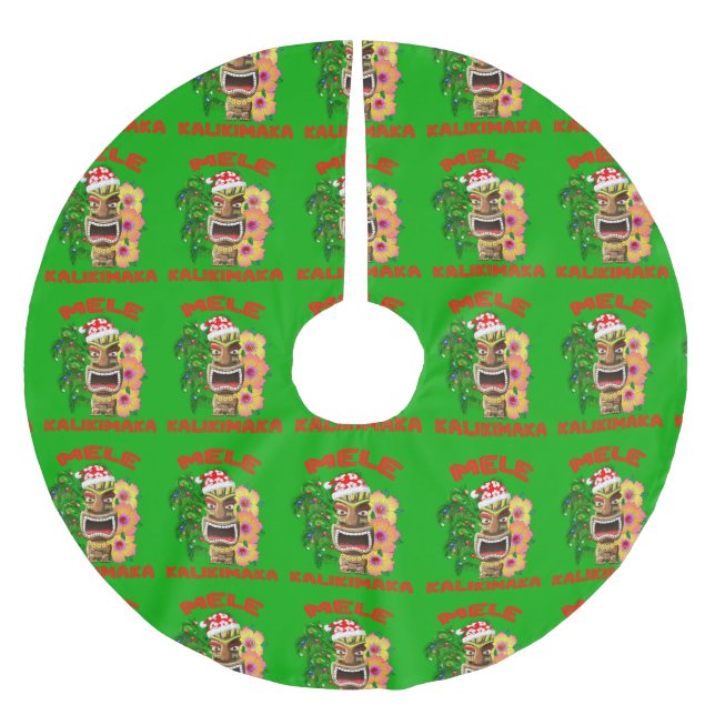 Mele Kalikimaka Jultomten Tiki Julgransmatta Borstad Polyester (Framsidan)