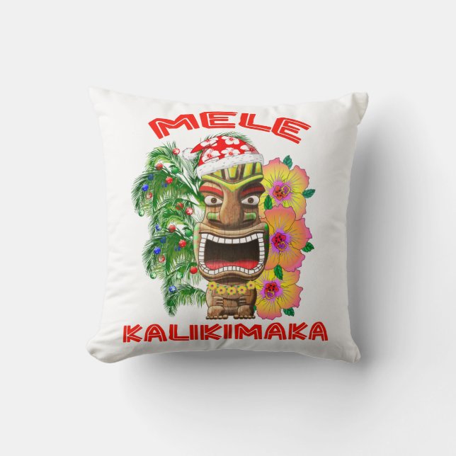 Mele Kalikimaka Jultomten Tiki Kudde (Framsida)