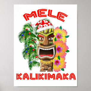 Mele Kalikimaka Jultomten Tiki Poster