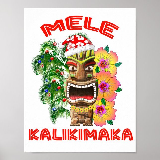 Mele Kalikimaka Jultomten Tiki Poster (Framsidan)