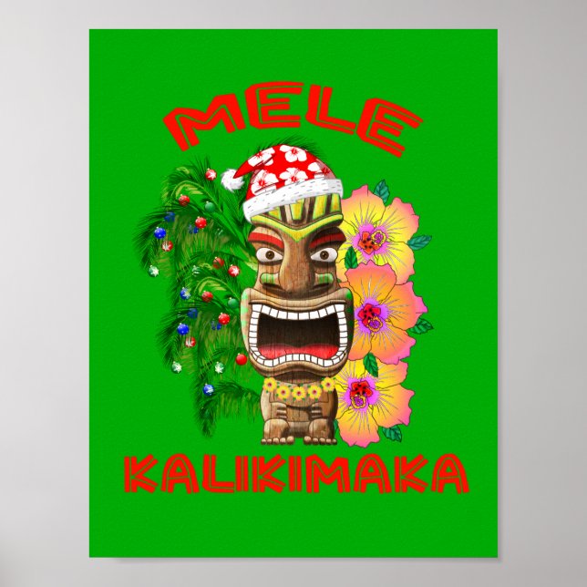 Mele Kalikimaka Jultomten Tiki Poster (Framsidan)