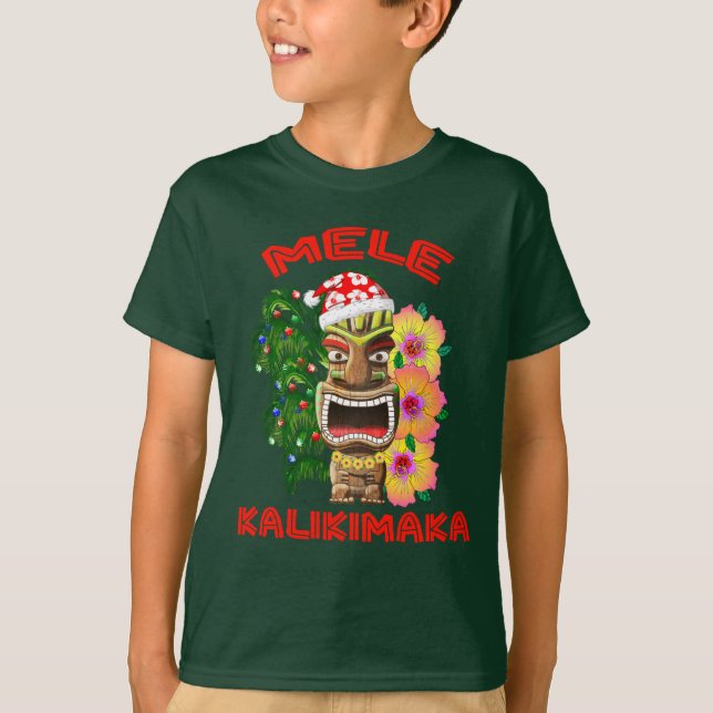 Mele Kalikimaka Jultomten Tiki T-shirt (Framsida)
