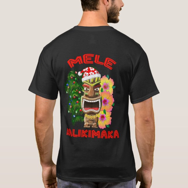 Mele Kalikimaka Jultomten Tiki Tee Shirt (Baksida)