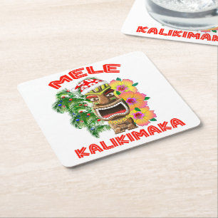 Mele Kalikimaka jultomten Tiki Underlägg Papper Kvadrat