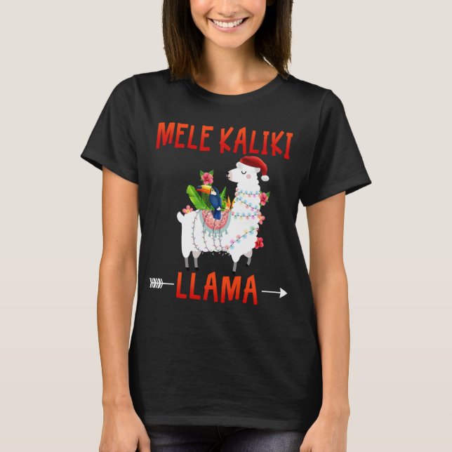 Mele Kalikimaka Kaliki Llama in christmas ljus H T Shirt (Framsida)