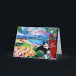 Mele Kalikimaka Kattunge vid Poipu Beach Helgdag C Kort<br><div class="desc">Kärlek Hawaii?  Är du en kattälskare?    Sen är det här kortet till dig.  Mele Kalikimaka från Poipu Beach!</div>