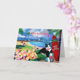 Mele Kalikimaka Kattunge vid Poipu Beach Helgdag C Kort