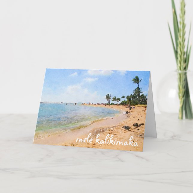 Mele Kalikimaka Kauai Beach Scene Helgdag Card Kort (Framsida)