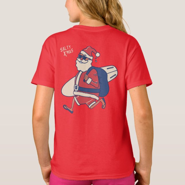 Mele Kalikimaka - Ljuny Santa Hawaiian-jul T Shirt (Baksida)