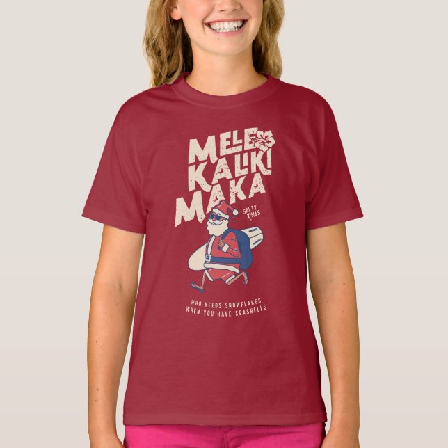 Mele Kalikimaka - Ljuny Santa Hawaiian-jul T Shirt (Framsida)